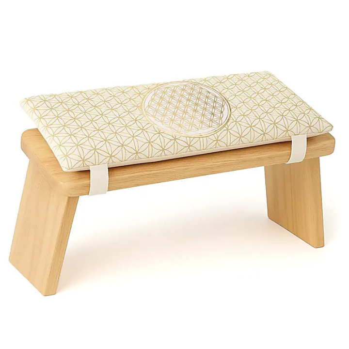 Coussin pour banc de méditation blanc Fleur de Vie avec... | Pieralune