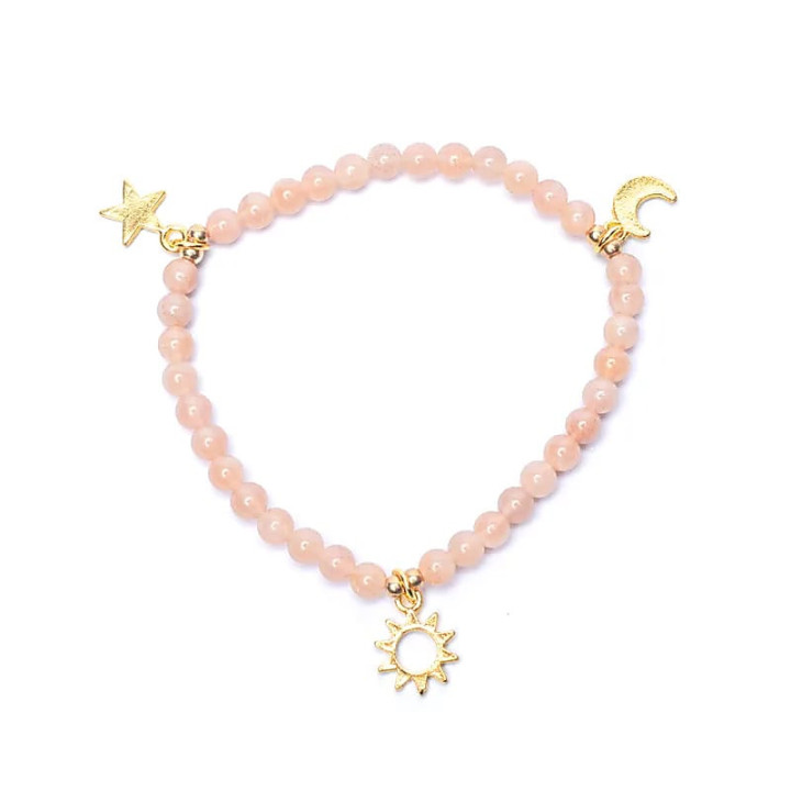 Bracelet élastique pierre de soleil breloque étoile/lun... | Pieralune