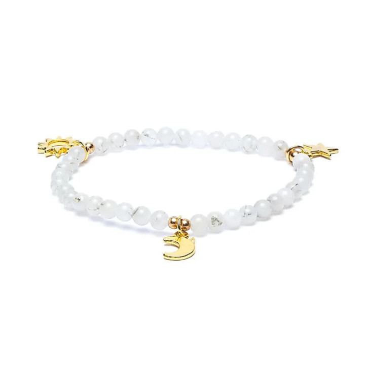 Bracelet élastique pierre de lune breloque étoile/lune/... | Pieralune