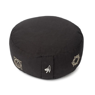 Coussin de méditation noir 7 chakras coton bio (OCS) | Pieralune