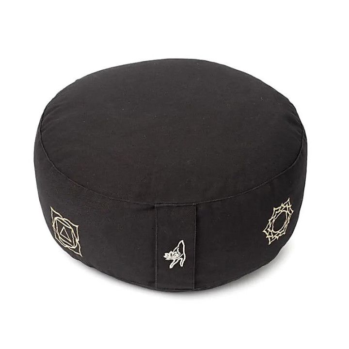 Coussin de méditation noir 7 chakras coton bio (OCS) | Pieralune
