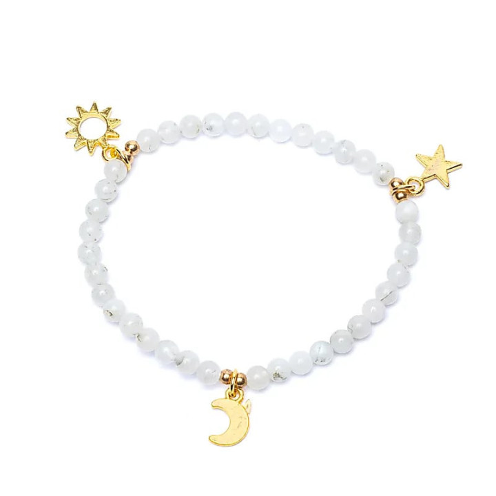 Bracelet élastique pierre de lune breloque étoile/lune/... | Pieralune