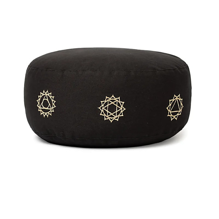 Coussin de méditation noir 7 chakras coton bio (OCS) | Pieralune