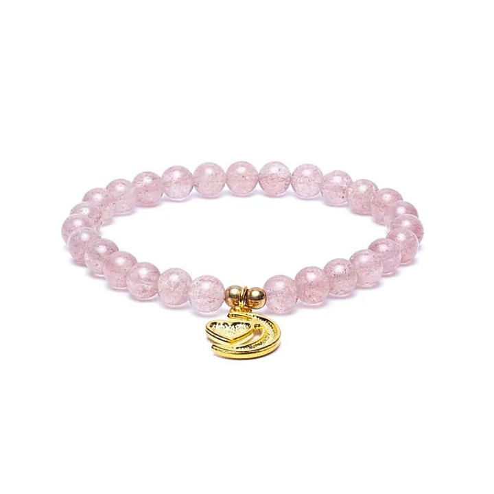 Bracelet élastique quartz fraise breloque coeur/lune pe... | Pieralune