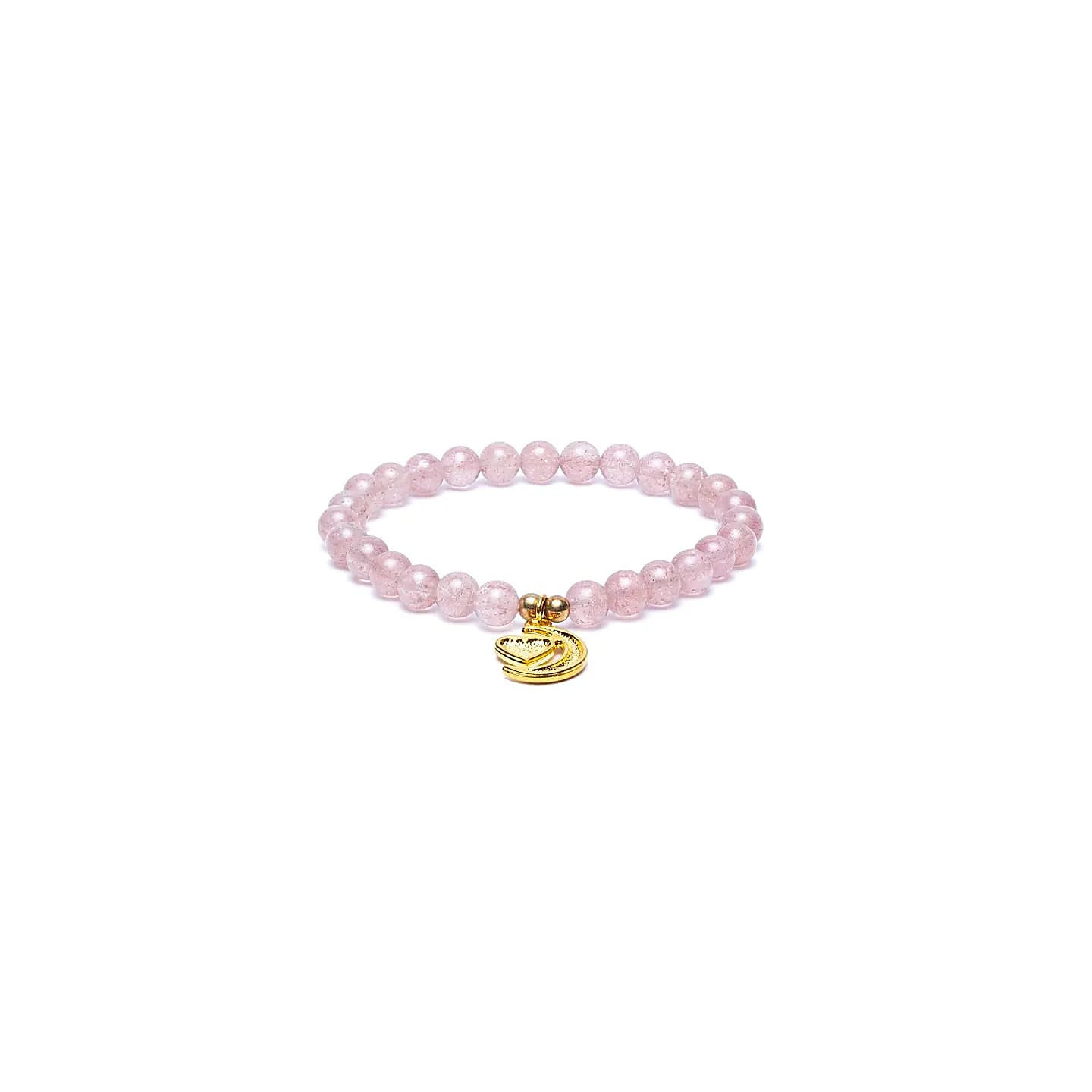 Bracelet élastique quartz fraise breloque coeur/lune pe... | Pieralune