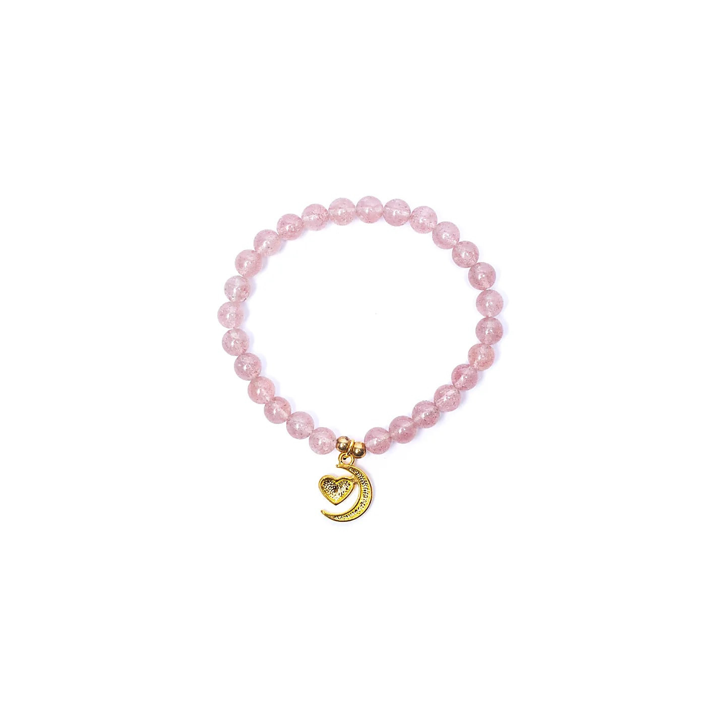 Bracelet élastique quartz fraise breloque coeur/lune pe... | Pieralune