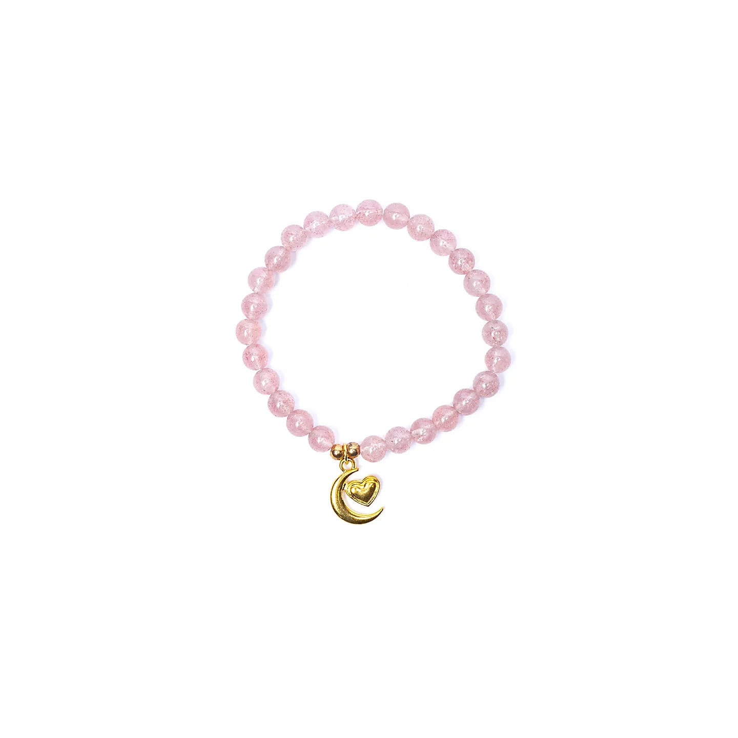 Bracelet élastique quartz fraise breloque coeur/lune pe... | Pieralune
