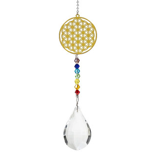 Fleur de Vie goutte de cristal & chaine des chakra | Pieralune