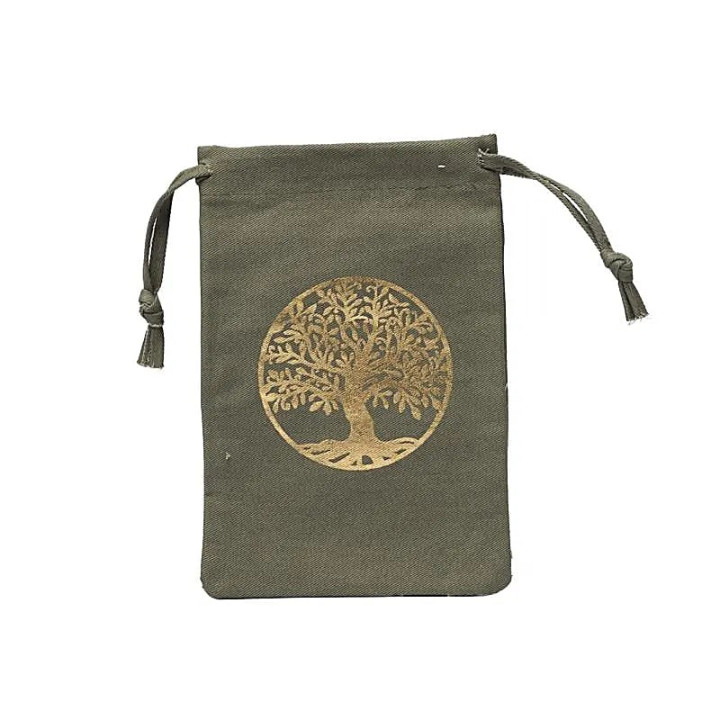 Pochette en coton Arbre de Vie verte (GOTS) | Pieralune