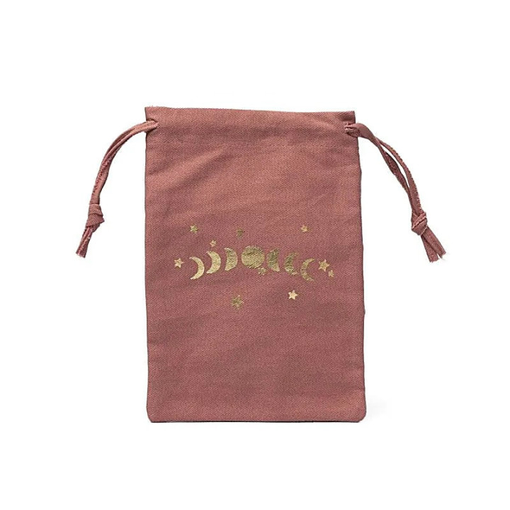 Pochette en coton phases de la lune vieux rose (GOTS) | Pieralune