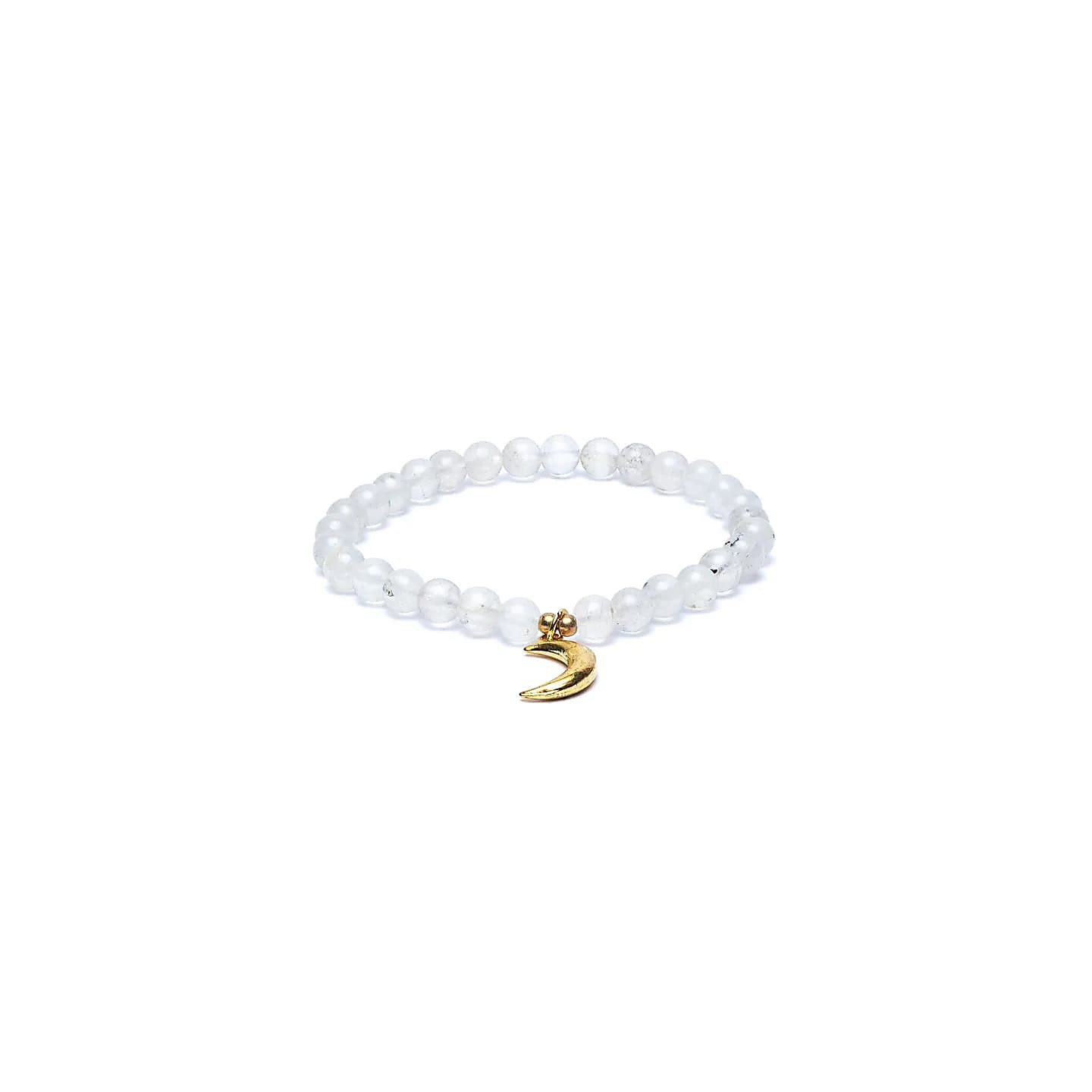 Bracelet élastique pierre de lune breloque lune perles 6mm | Pieralune
