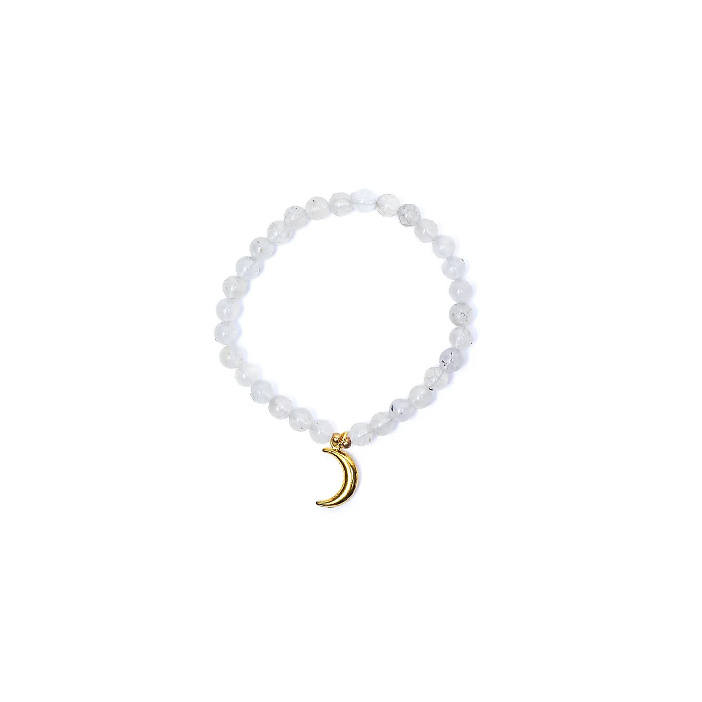 Bracelet élastique pierre de lune breloque lune perles 6mm | Pieralune