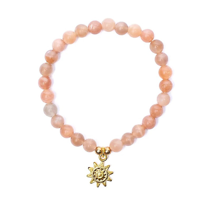 Bracelet élastique pierre de soleil breloque soleil per... | Pieralune