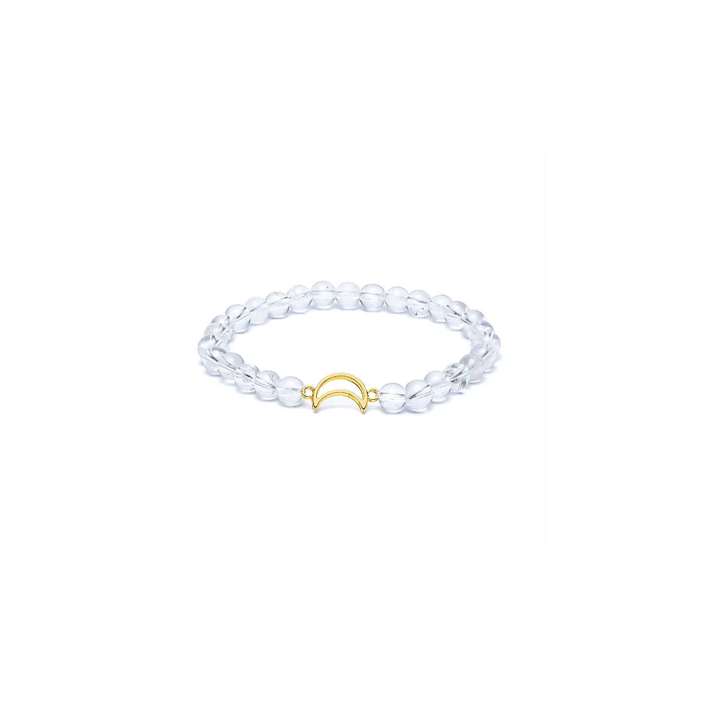 Bracelet élastique breloque lune cristal de roche perles | Pieralune