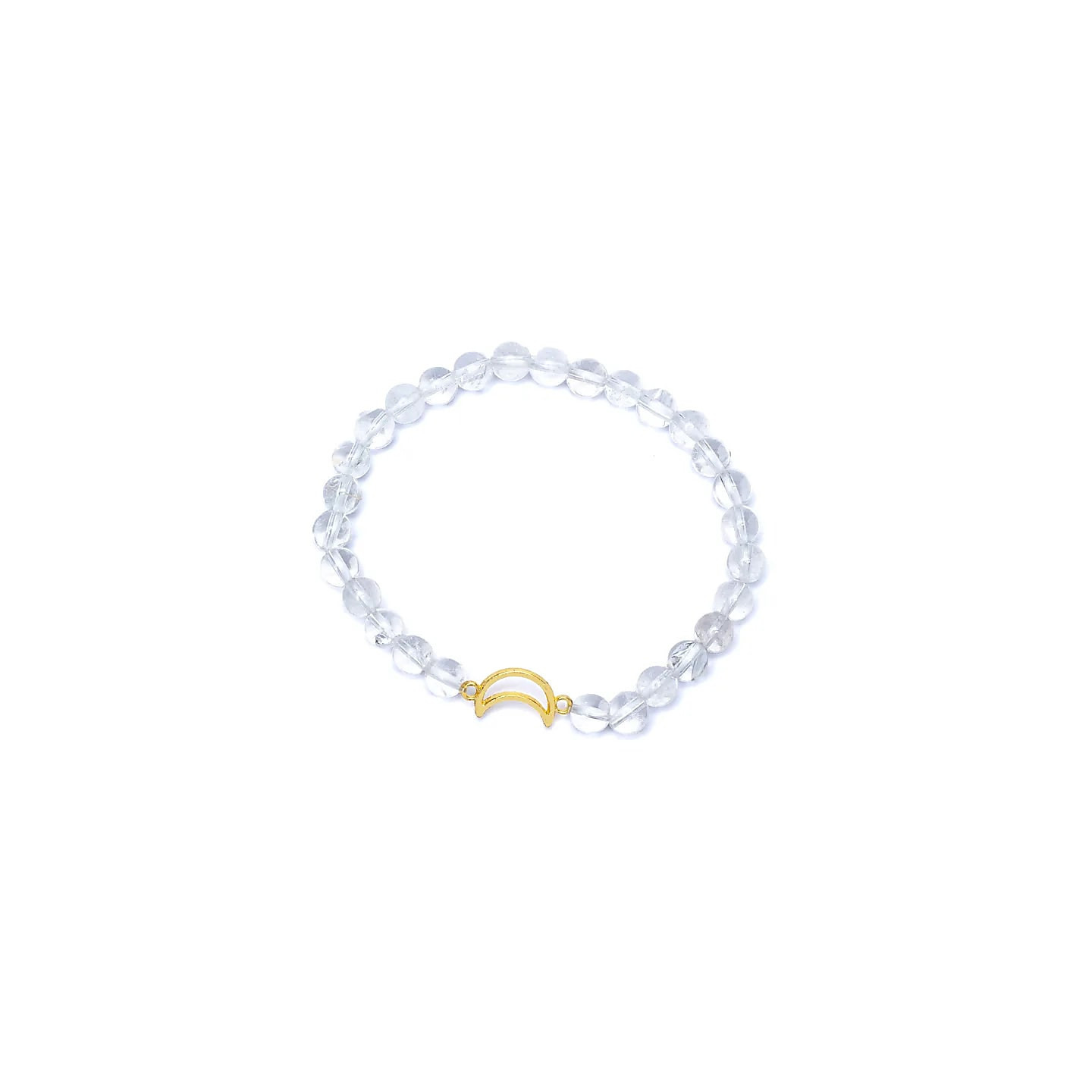 Bracelet élastique breloque lune cristal de roche perles | Pieralune