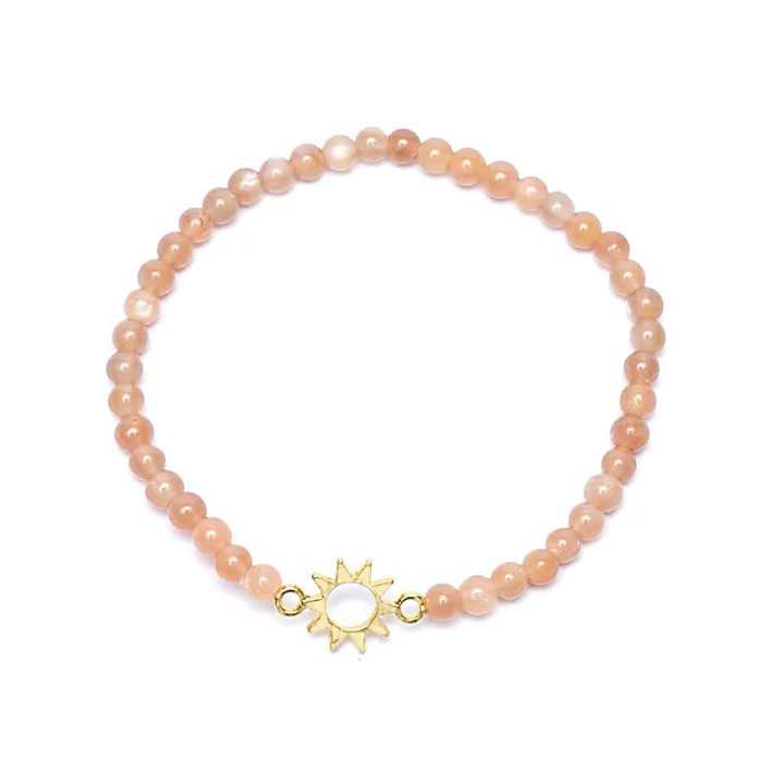 Bracelet élastique pierre de soleil breloque soleil perles | Pieralune