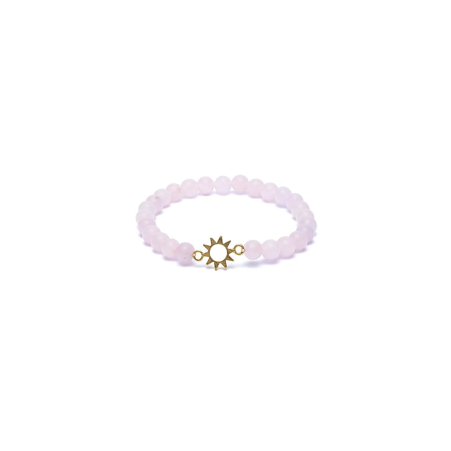 Bracelet élastique breloque soleil quartz rose perles | Pieralune