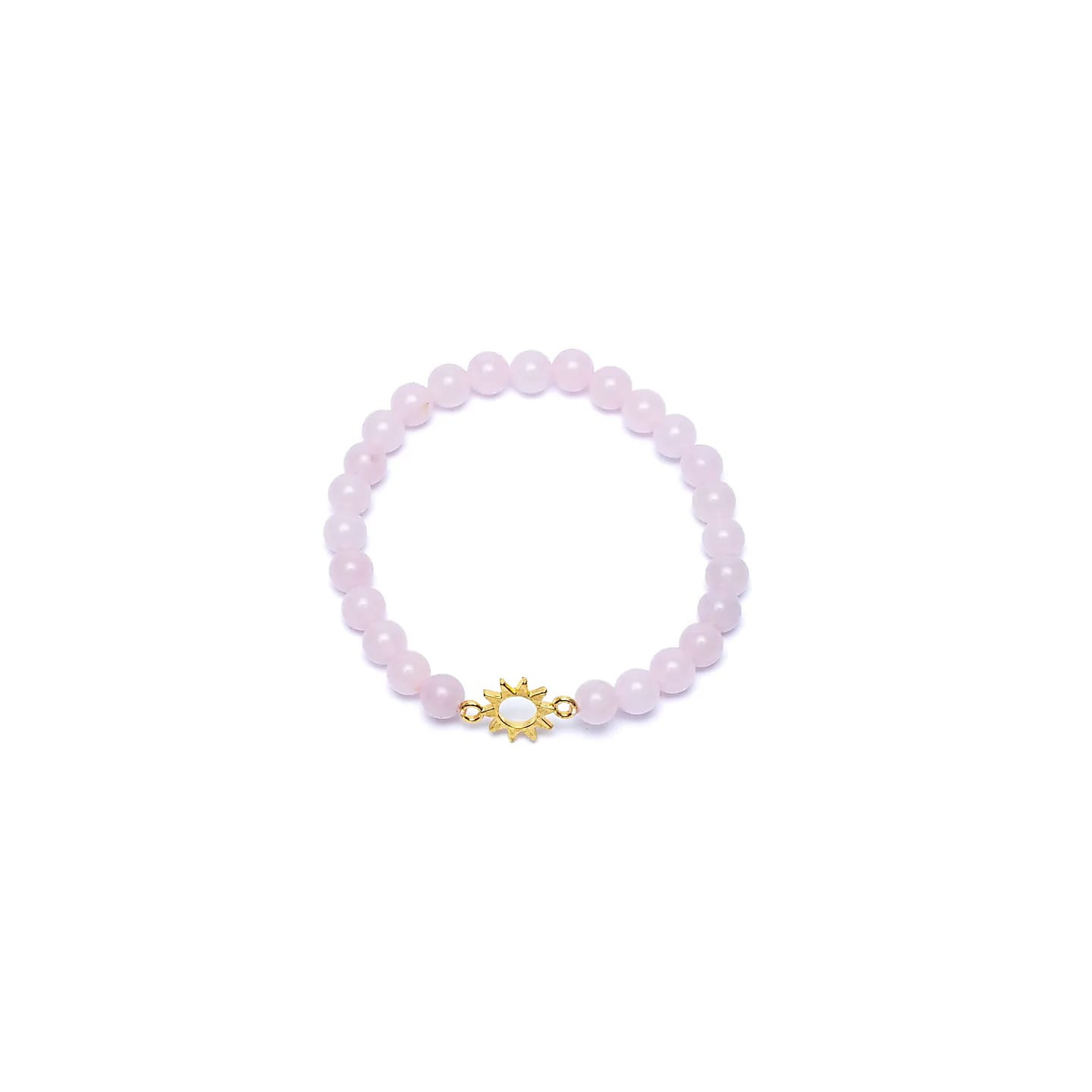 Bracelet élastique breloque soleil quartz rose perles | Pieralune