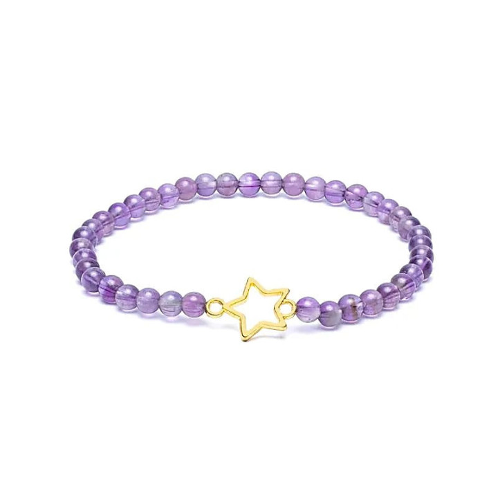 Bracelet élastique breloque étoile améthyste perles | Pieralune