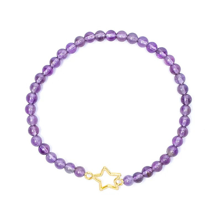 Bracelet élastique breloque étoile améthyste perles | Pieralune