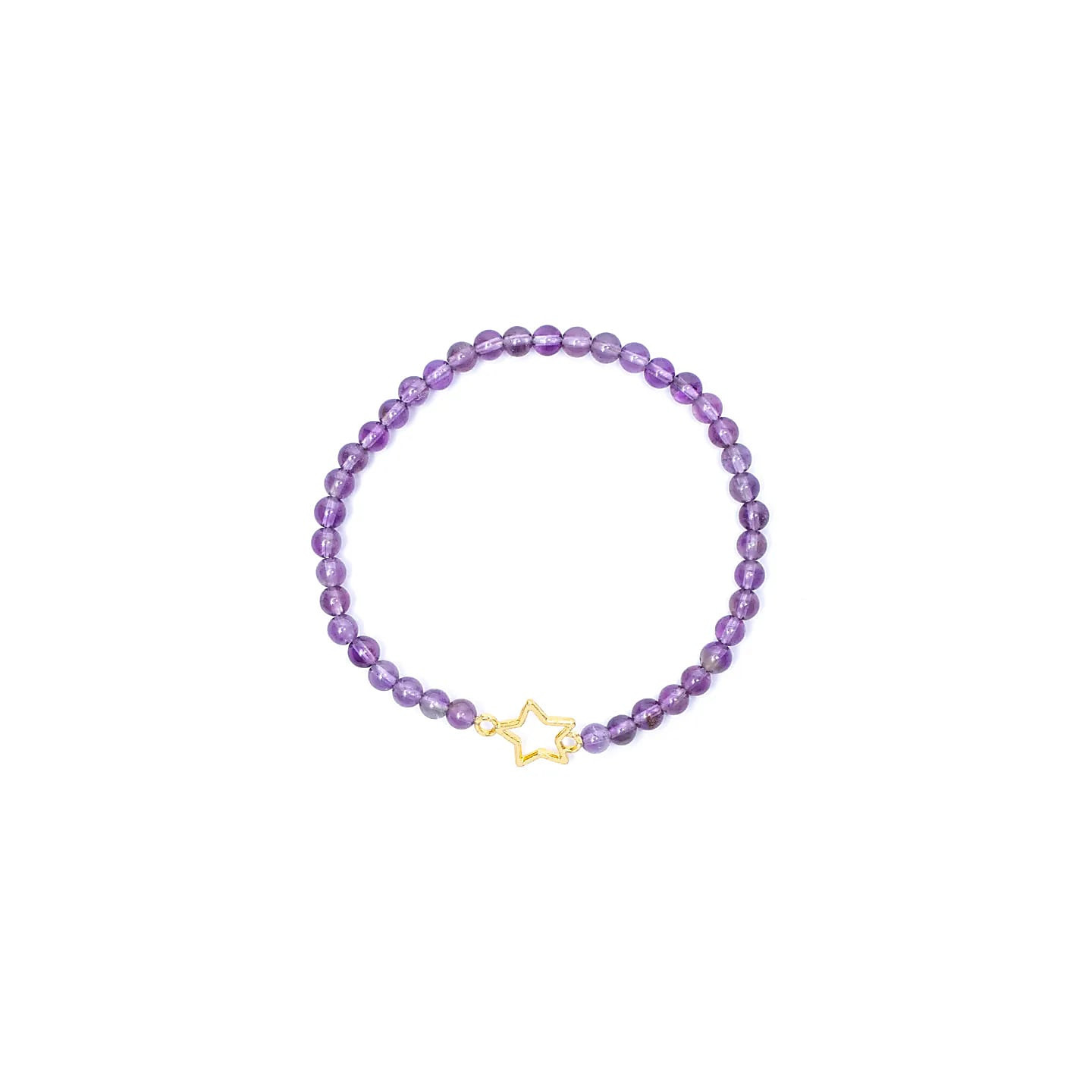 Bracelet élastique breloque étoile améthyste perles | Pieralune