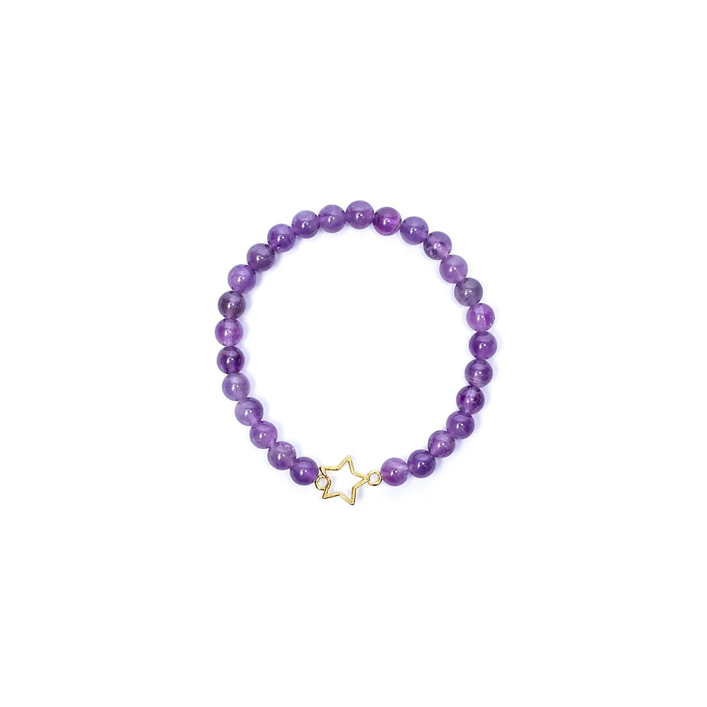 Bracelet élastique breloque étoile améthyste perles | Pieralune