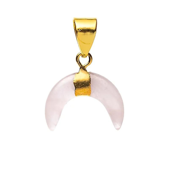 Pendentif lune croissante quartz rose | Pieralune