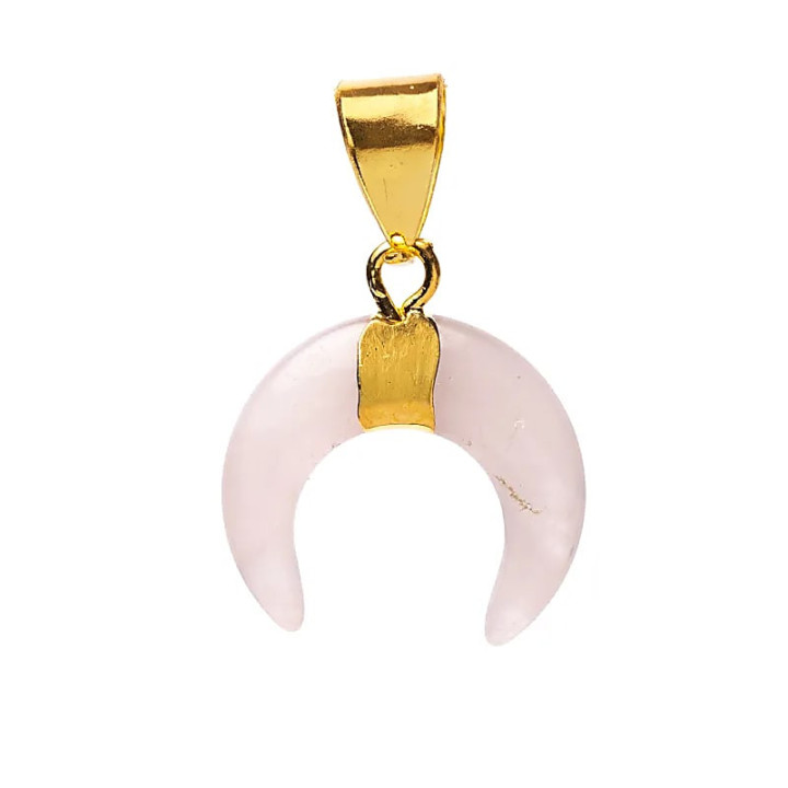 Pendentif lune croissante quartz rose | Pieralune