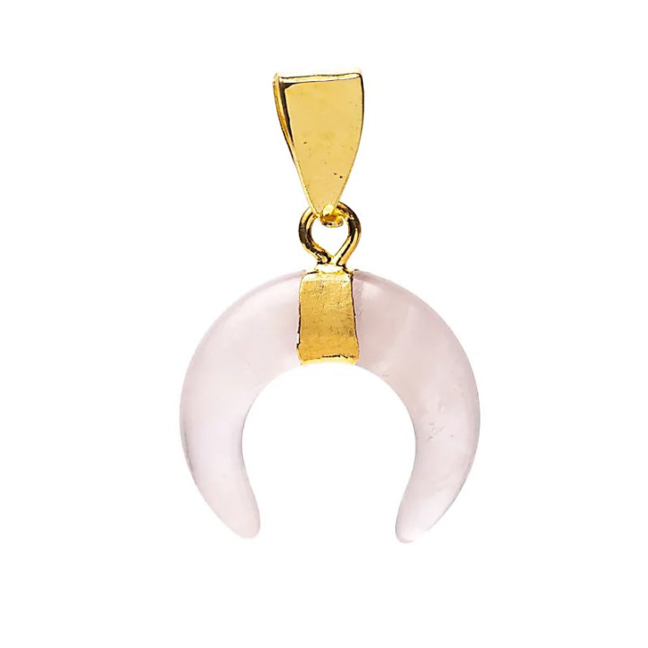 Pendentif lune croissante quartz rose | Pieralune