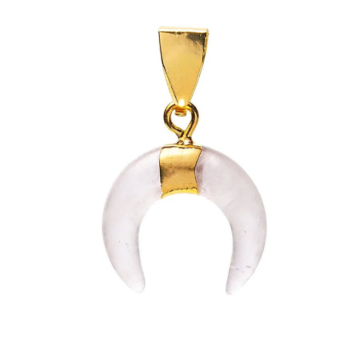 Pendentif lune croissante cristal de roche | Pieralune