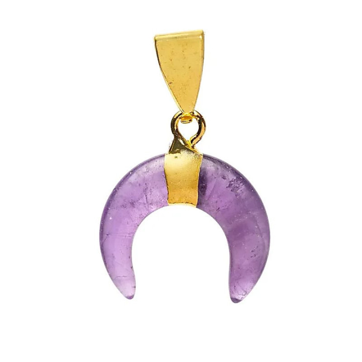 Pendentif lune croissante améthyste | Pieralune