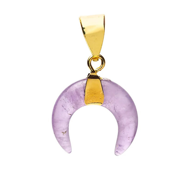 Pendentif lune croissante améthyste | Pieralune