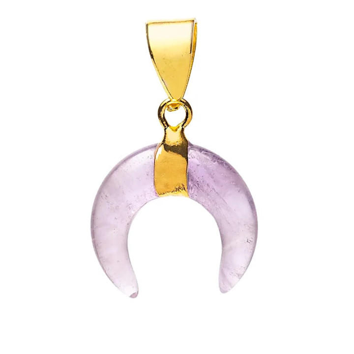 Pendentif lune croissante améthyste | Pieralune