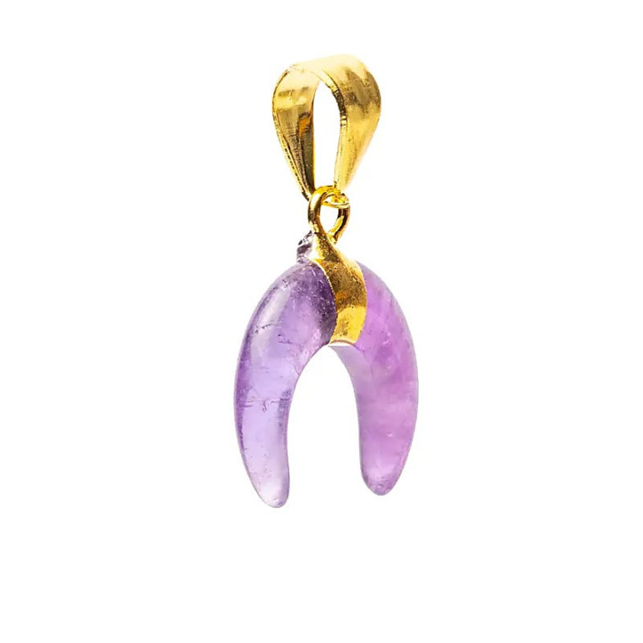 Pendentif lune croissante améthyste | Pieralune