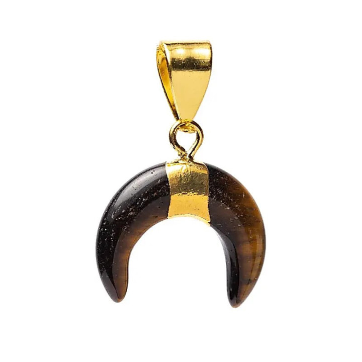 Pendentif lune croissante œil de tigre | Pieralune