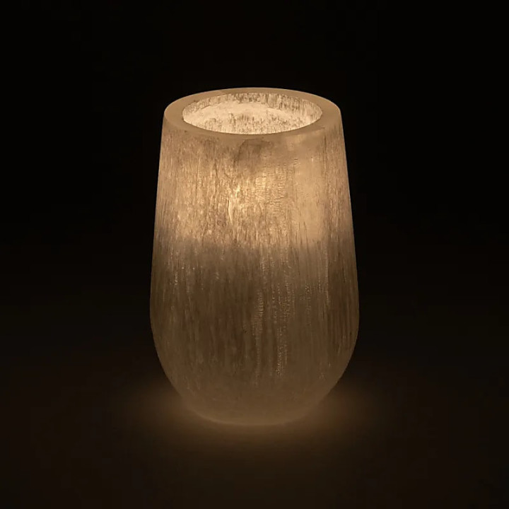 Photophore conique en sélénite - ± 11cm | Pieralune