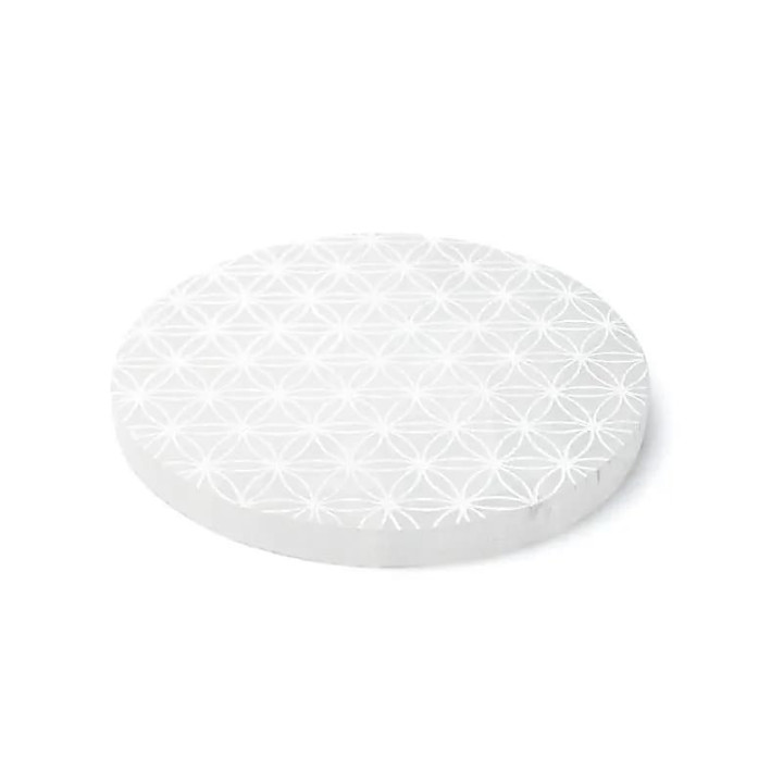 Plaque de charge en sélénite fleur de vie | Pieralune