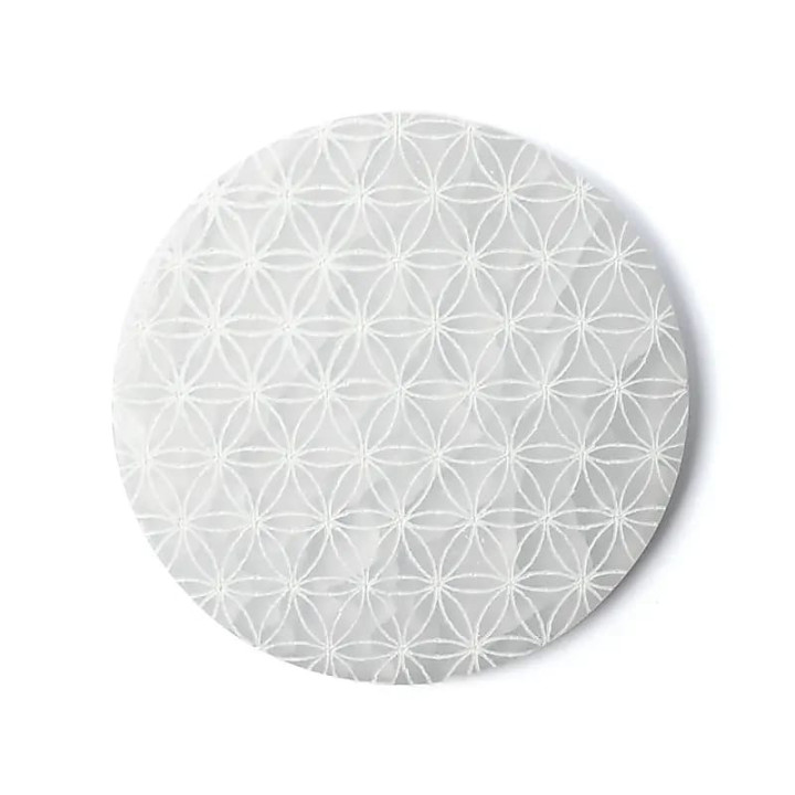 Plaque de charge en sélénite fleur de vie | Pieralune