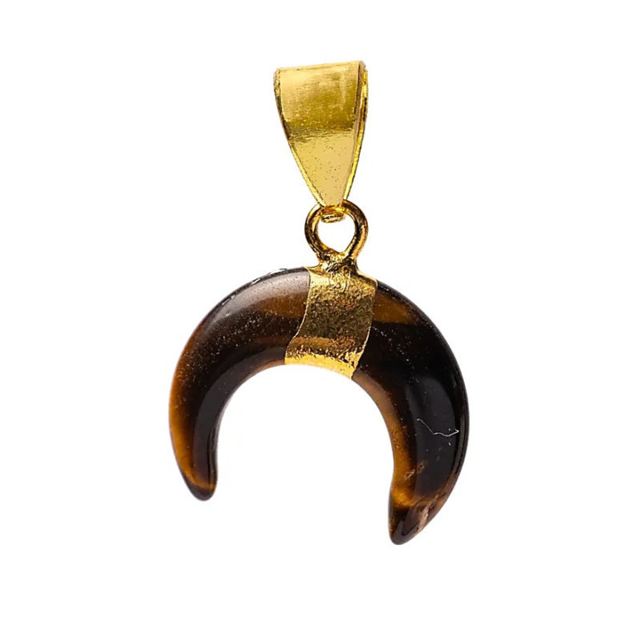 Pendentif lune croissante œil de tigre | Pieralune