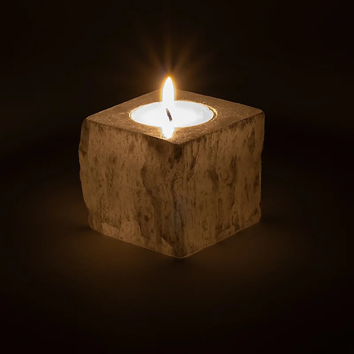 Photophore carré en sélénite | Pieralune