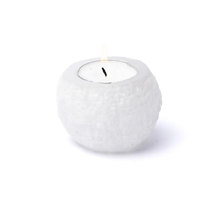 Porte-bougie boule de neige en sélénite | Pieralune