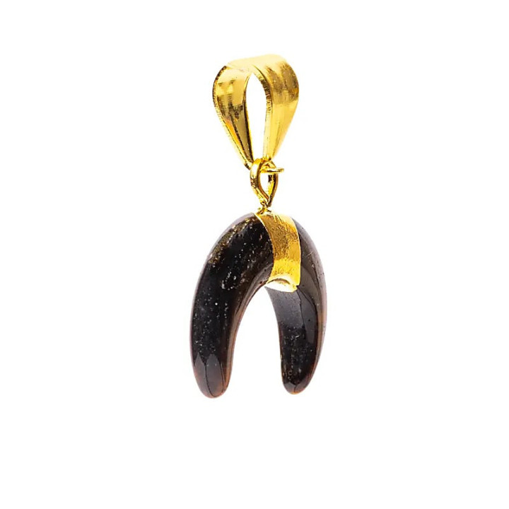 Pendentif lune croissante œil de tigre | Pieralune
