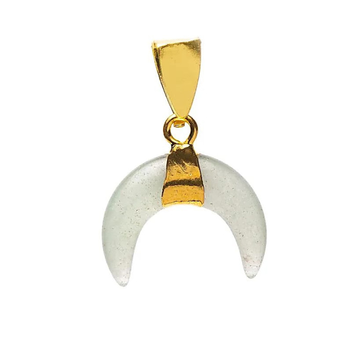 Pendentif lune croissante aventurine verte | Pieralune
