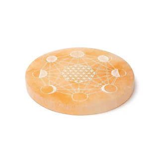 Assiette ronde gravée couleur pêche en sélénite | Pieralune