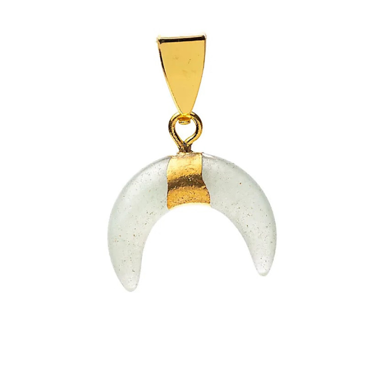 Pendentif lune croissante aventurine verte | Pieralune