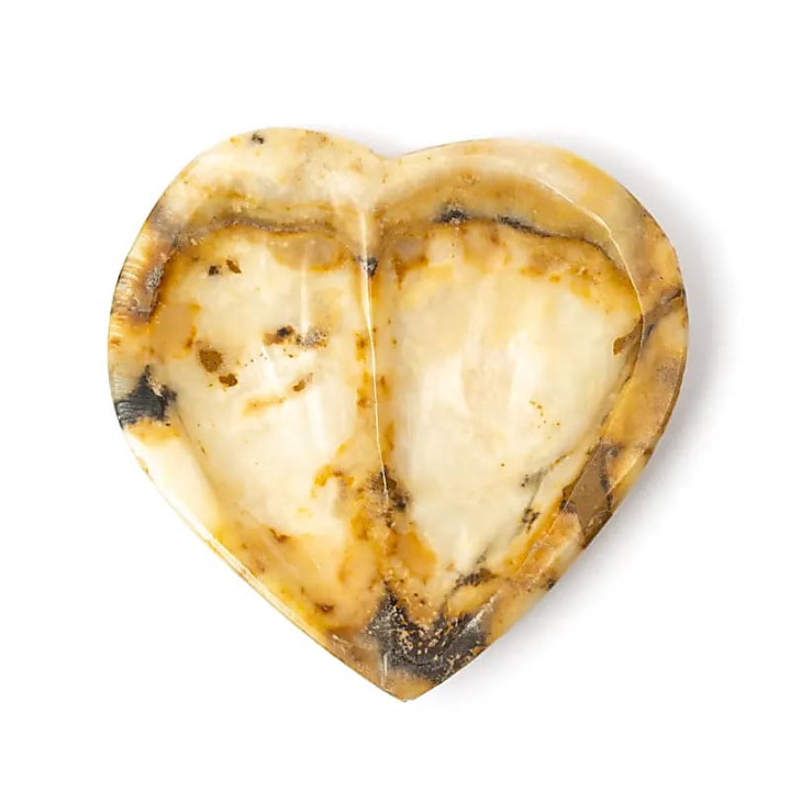 Plat en aragonite marocaine en forme de cœur | Pieralune