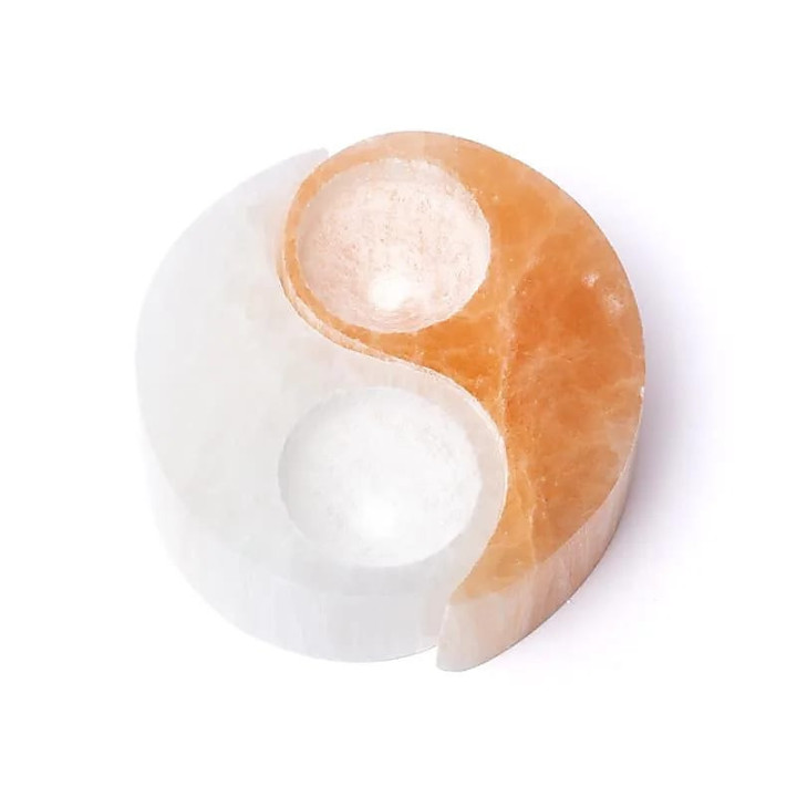 Porte-bougie Yin & Yang en sélénite | Pieralune