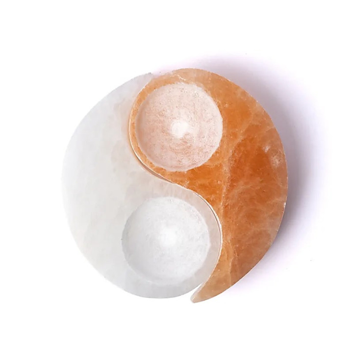 Porte-bougie Yin & Yang en sélénite | Pieralune