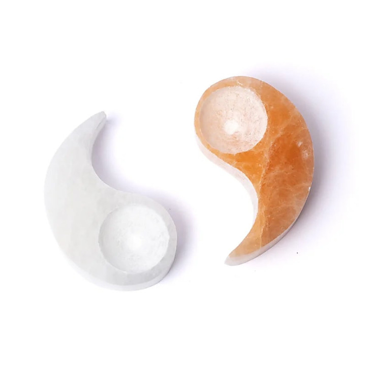 Porte-bougie Yin & Yang en sélénite | Pieralune