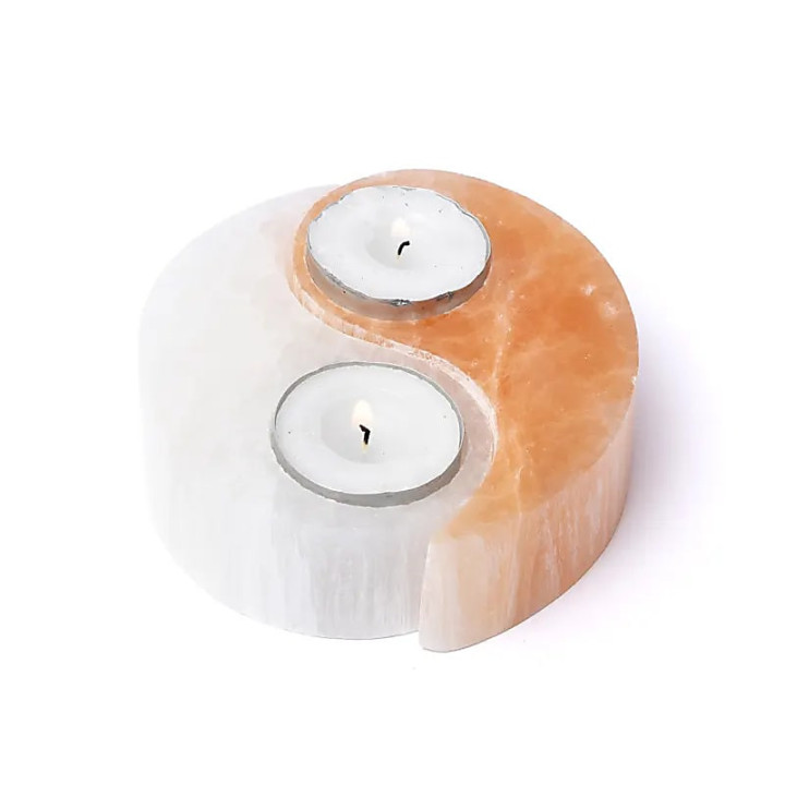 Porte-bougie Yin & Yang en sélénite | Pieralune